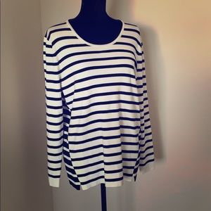 Calvin Klein Black and White Striped Sweater